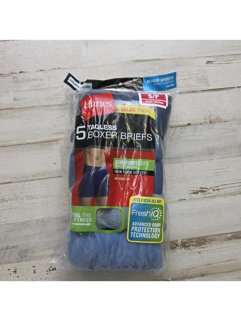 Mens Hanes Tagless Boxer Briefs Small S 5-pack Multicolor - FreshIQ